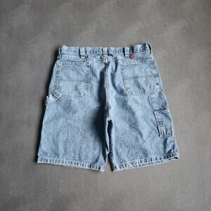 Y2K Wrangler Blue Denim Carpenter Dungaree Shorts 38